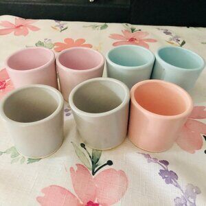 Set of 7 Vintage Ceramic Ramekins Germany Pastel Colors Oven Proof Stoneware Cup